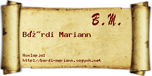 Bérdi Mariann névjegykártya