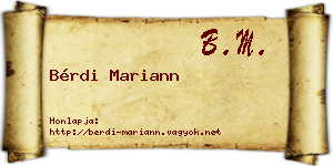 Bérdi Mariann névjegykártya